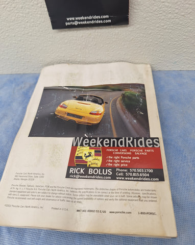 Porsche Boxster booklet, fair condition, wrinkled pages, 2002

ASK ABOUT FREE SHIPPING! - MKTV 001 0000 203 E/US
