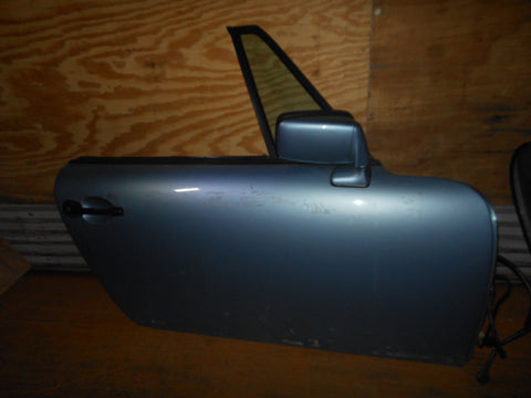 911 Door Targa right passenger round access hole harness, glass, mirror, handle Iris Blue 1981 - 911.531.006.21